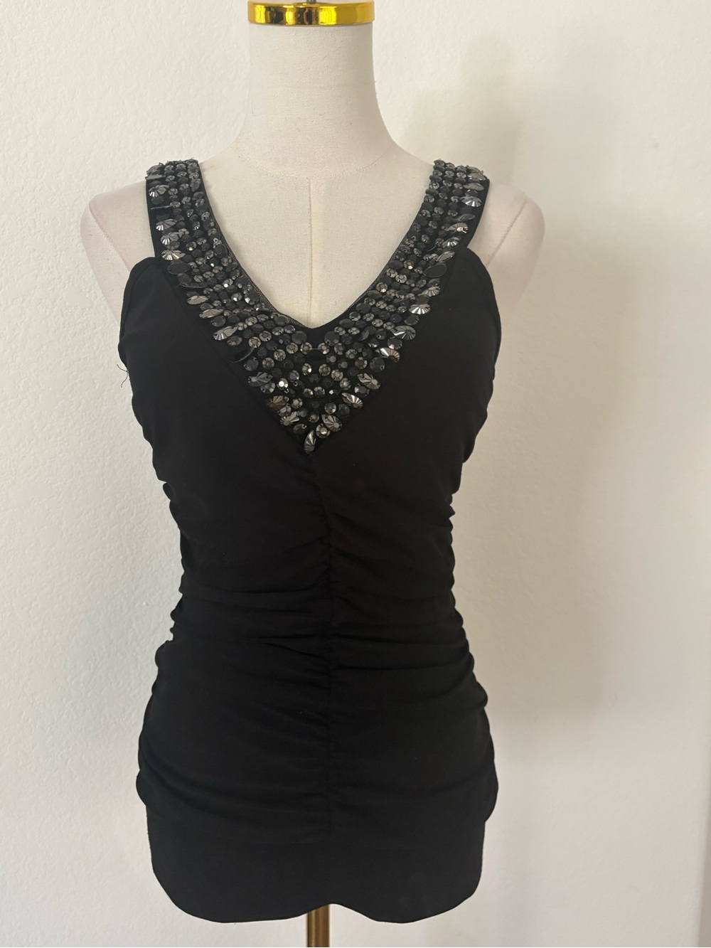 Taboo Black Sequined V-Neck Tank